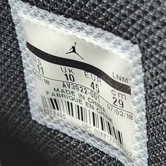 Jordan Legacy 312 BLACK WHITE AV3922-001 Size 11 WORN - Picture 8 of 8